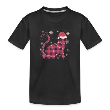 Chat avec bonnet thème Noël - T-shirt bio Premium Enfant - noir - Devant