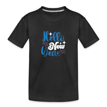 Hello New Year - Kids' Premium Organic T-Shirt - black - Front
