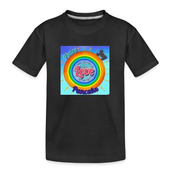 Love Peace Joy Pancake und Regenbogen - Kinder Premium Bio T-Shirt - Schwarz - Vorne