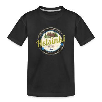 Helsinki Elch Hauptstadt von Finnland Vintage Souv - Kinder Premium Bio T-Shirt - Schwarz - Vorne