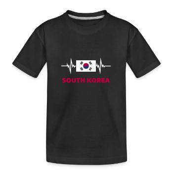 South Korea Football 2022 South Korea Heartbeat - Kids' Premium Organic T-Shirt - black - Front