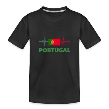 Portugal Football 2022 heartbeat Portugal - Kids' Premium Organic T-Shirt - black - Front