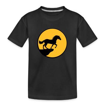 Stehendes Pferd Klippe Mond - Kinder Premium Bio T-Shirt - Schwarz - Vorne