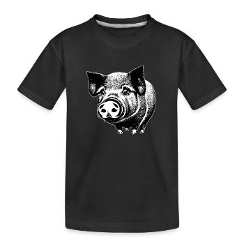 porc doux porcs porcs animaux animaux 9 - T-shirt bio Premium Enfant - noir - Devant