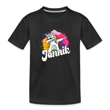 JANNIK - Beautiful Boy Name with Cool Unicorn - Kids' Premium Organic T-Shirt - black - Front