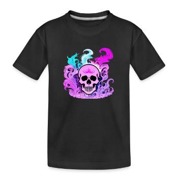 Feuerschädel Rauch pink Skelett Flammen 6 - Kinder Premium Bio T-Shirt - Schwarz - Vorne