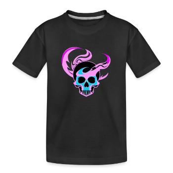 Feuerschädel Rauch pink Skelett Flammen 5 - Kinder Premium Bio T-Shirt - Schwarz - Vorne