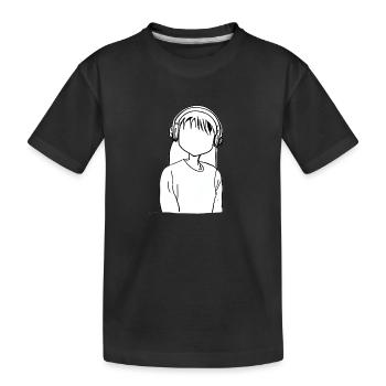 Dessin animé fille casque anime - T-shirt bio Premium Enfant - noir - Devant