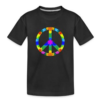 Signe de paix coloré, flower power - T-shirt bio Premium Enfant - noir - Devant