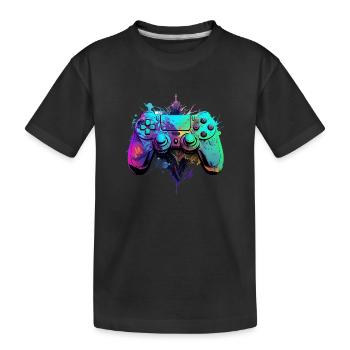 Neon Gaming Controller / Kontroller - Kinder Premium Bio T-Shirt - Schwarz - Vorne