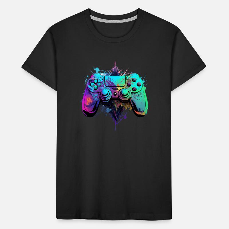 Neon Gaming Controller / Kontroller Kinder Premium Bio T-Shirt
