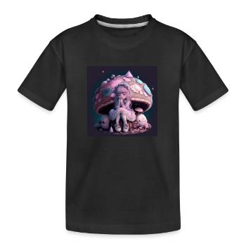 Fille sous champignon - T-shirt bio Premium Enfant - noir - Devant