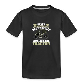 Ne sous-estimez jamais un vieil homme avec un tracteur - T-shirt bio Premium Enfant - noir - Devant