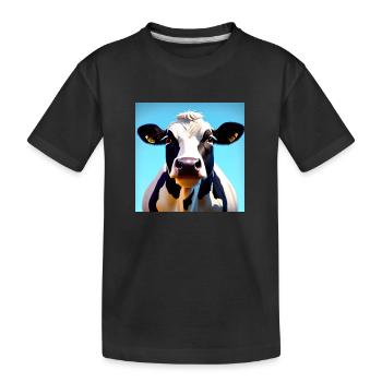 Vache noire et blanche - T-shirt bio Premium Enfant - noir - Devant