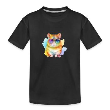 Cooler und bunter Hamster mit Sonnenbrille - Kinder Premium Bio T-Shirt - Schwarz - Vorne