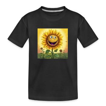 Sonnenblume Cartoon - Kinder Premium Bio T-Shirt - Schwarz - Vorne