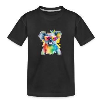 Bunter cooler Koala mit Sonnenbrille - Kinder Premium Bio T-Shirt - Schwarz - Vorne