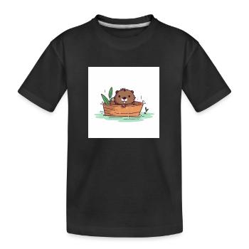 Castor mignon dans la baignoire - T-shirt bio Premium Enfant - noir - Devant