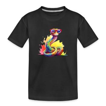 Serpent cool coloré avec des lunettes - T-shirt bio Premium Enfant - noir - Devant