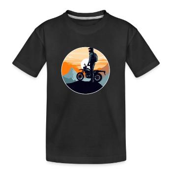 Sonnenuntergang Motorradfahrer Motorrad Biker - Kinder Premium Bio T-Shirt - Schwarz - Vorne
