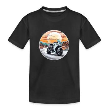 Motorrad Tour Sonnenuntergang Motorradfahrer Biker - Kinder Premium Bio T-Shirt - Schwarz - Vorne