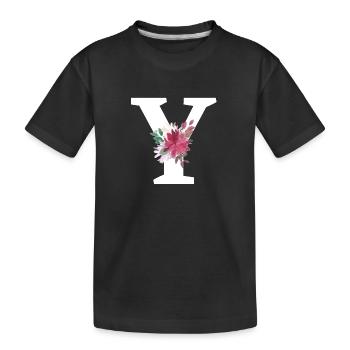 Lettre y floral - T-shirt bio Premium Enfant - noir - Devant