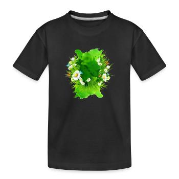 Frühlingsmotiv mit Wiese Blumen Gras - Kinder Premium Bio T-Shirt - Schwarz - Vorne