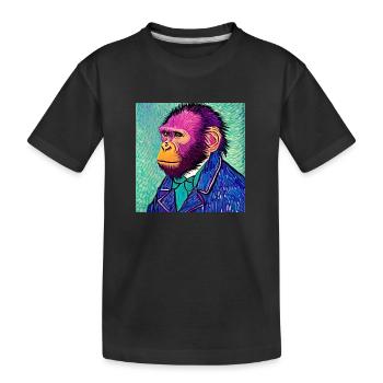 Monkey van gogh - Kids' Premium Organic T-Shirt - black - Front