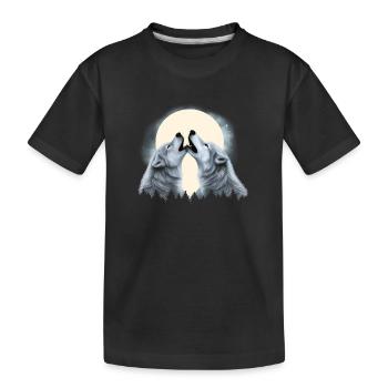 Deux loups hurlant à la Lune Couple de loups - T-shirt bio Premium Enfant - noir - Devant