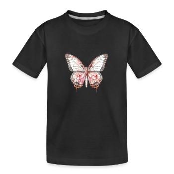 Exotic Pink Butterfly Tropical - Kids' Premium Organic T-Shirt - black - Front