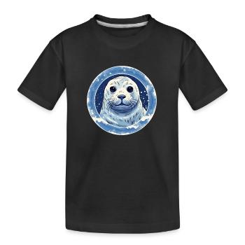 Cute seal - Kids' Premium Organic T-Shirt - black - Front