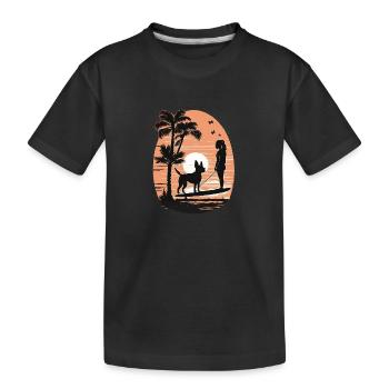 French Bulldog | SUP Stand Up Paddling Surf Girl - Kinder Premium Bio T-Shirt - Schwarz - Vorne