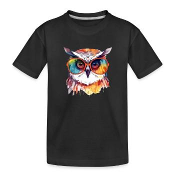 Chouchou the spectacled owl - Kids' Premium Organic T-Shirt - black - Front