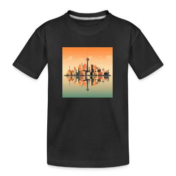 Coucher de soleil sur la ligne d’horizon de Düsseldorf - T-shirt bio Premium Enfant - noir - Devant