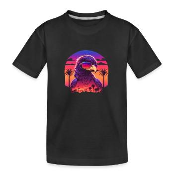 Synthwave eagle - Kinder Premium Bio T-Shirt - Schwarz - Vorne