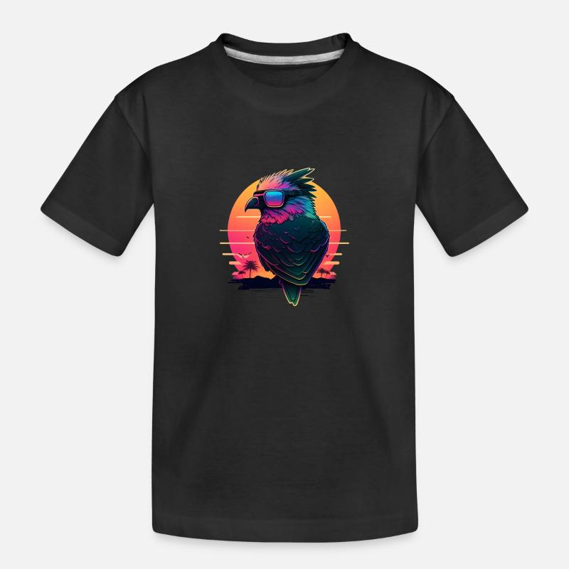 Synthwave sunset Bird - T-shirt bio Premium Enfant - noir