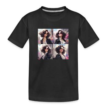 japani girl comic - Kinder Premium Bio T-Shirt - Schwarz - Vorne