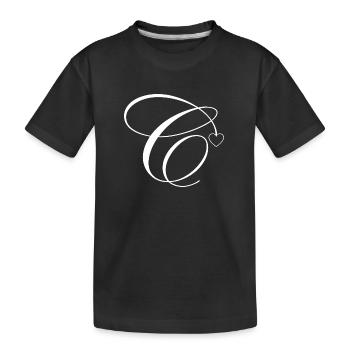 Lettre c calligraphie cœur - T-shirt bio Premium Enfant - noir - Devant