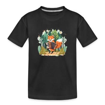 Musical Fox - Kids' Premium Organic T-Shirt - black - Front