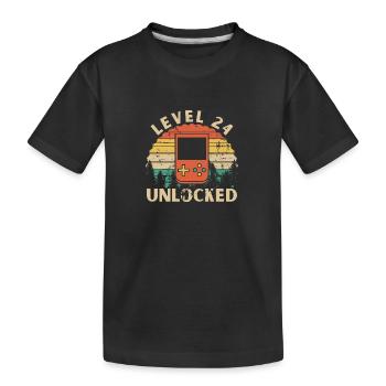Level 24 Unlocked - Kids' Premium Organic T-Shirt - black - Front