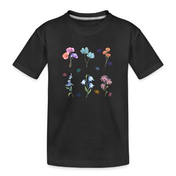 Fleurs watercolor - T-shirt bio Premium Enfant - noir - Devant