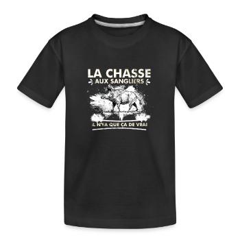 Chasse Sanglier - t-shirt chasseur sanglier - T-shirt bio Premium Enfant - noir - Devant
