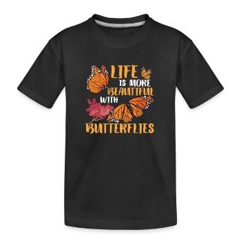 Schmetterling Zitat Monarch Schmetterlinge - Kinder Premium Bio T-Shirt - Schwarz - Vorne
