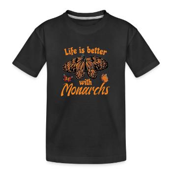 Niedliches Monarch-Schmetterling-Zitat - Kinder Premium Bio T-Shirt - Schwarz - Vorne
