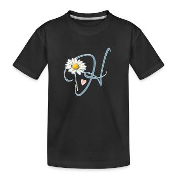 Lettre H Cœur de marguerite - T-shirt bio Premium Enfant - noir - Devant