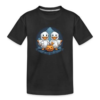 Halloween Geese Collecting Candy Trick or Treat - Kids' Premium Organic T-Shirt - black - Front
