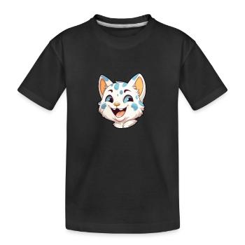 Australian Spotted Mist Cat Cartoon Watercolor Art - Kids' Premium Organic T-Shirt - black - Front