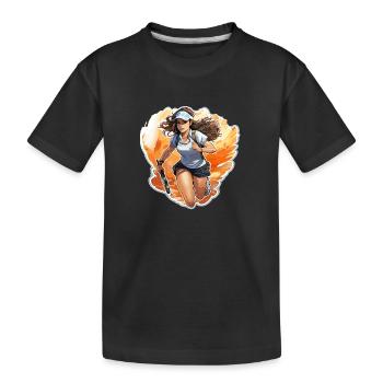 Tennis Spielerin - Illustration - Kinder Premium Bio T-Shirt - Schwarz - Vorne