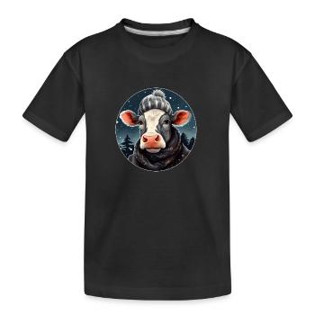 Vache en hiver - T-shirt bio Premium Enfant - noir - Devant