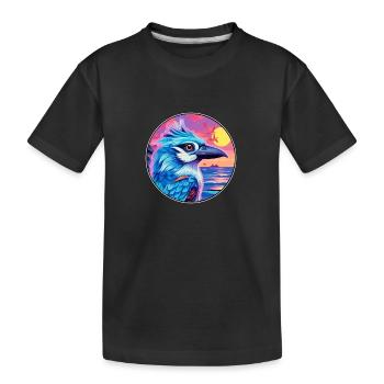 Geai bleu coloré aquarelle dessin animé Kawaii Animal - T-shirt bio Premium Enfant - noir - Devant